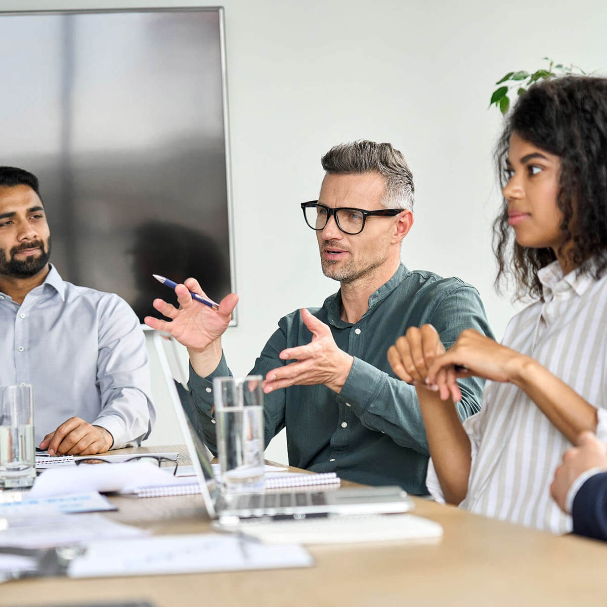 People in a meeting talking to each other