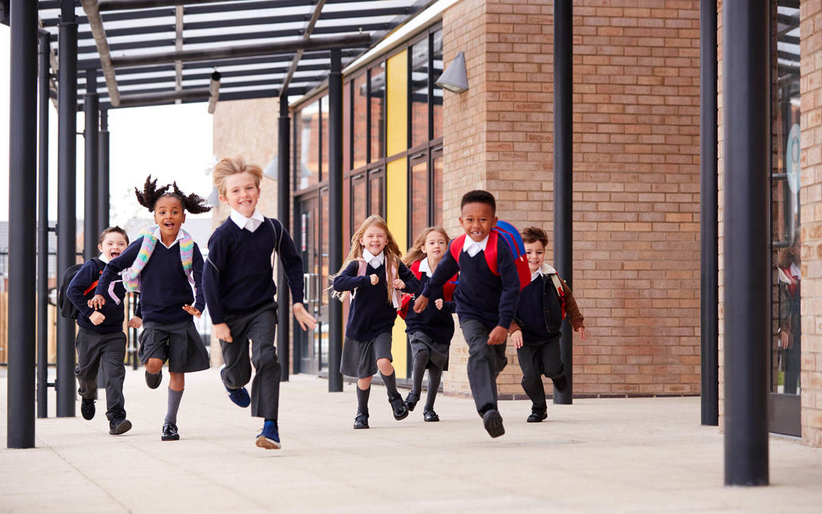 school-environment group of pupils running