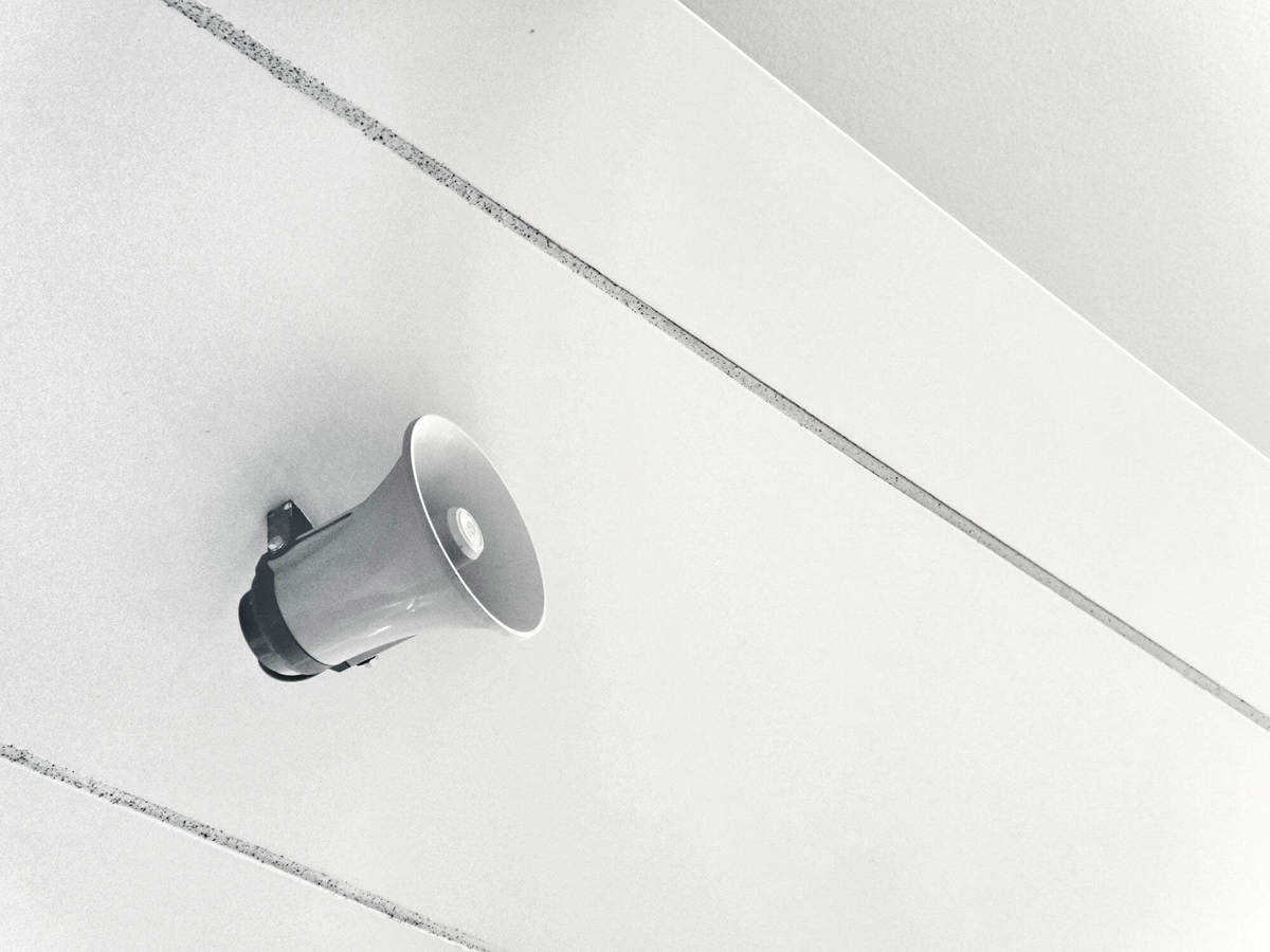 tools-resources siren installed onto a white wall